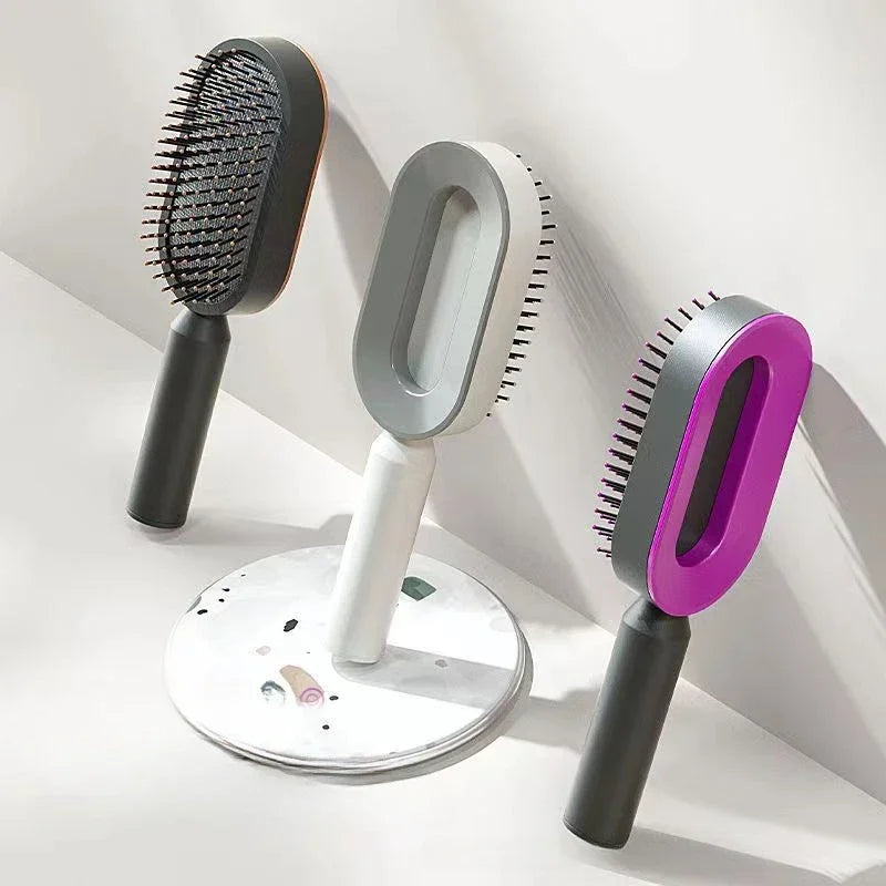 Brosse à Cheveux pour Femme avec bouton poussoir pour nettoyage facile