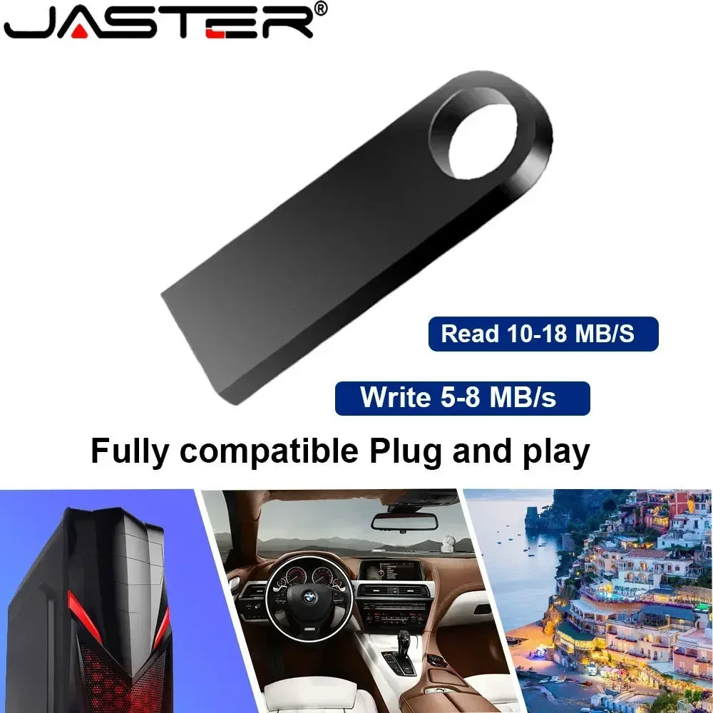 Clé USB 2.0 JASTER en métal 64 Go Noir Clé USB haute vitesse 32 Go 16 Go Clé USB Porte-clés gratuit Disque U 8 Go 4 Go Pour ordinateur portable