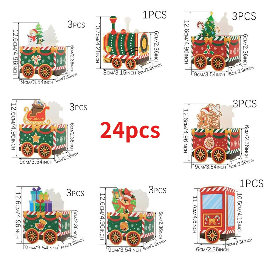 Boîte Train avec calendrier de l’Avent de Noël — 24 compartiments.