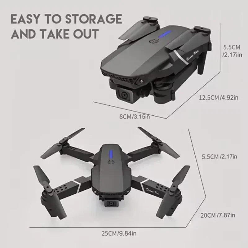 RCAC 4K E88Pro Drone with Wide Angle HD Camera, Foldable Drone, WIFI, FPV, 1080P 