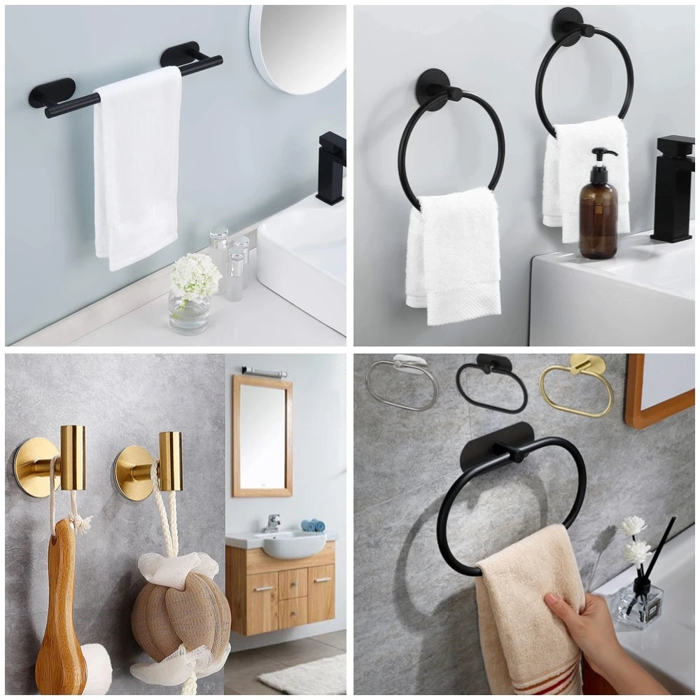 Adhesive Bathroom Towel Holder, Wall Mount Towel Hooks