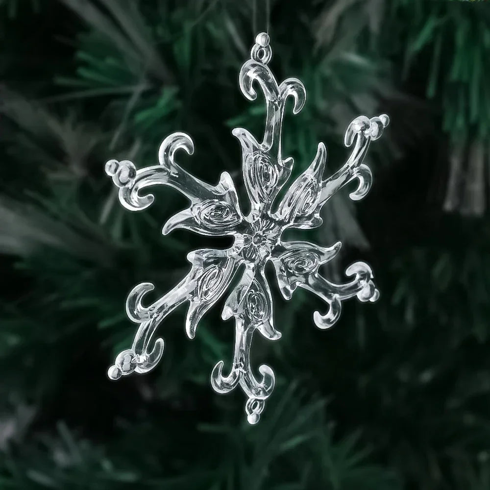 10pcs Acrylic Snowflake Christmas Decoration Transparent Crystal Snowflake Ornaments for Christmas Tree