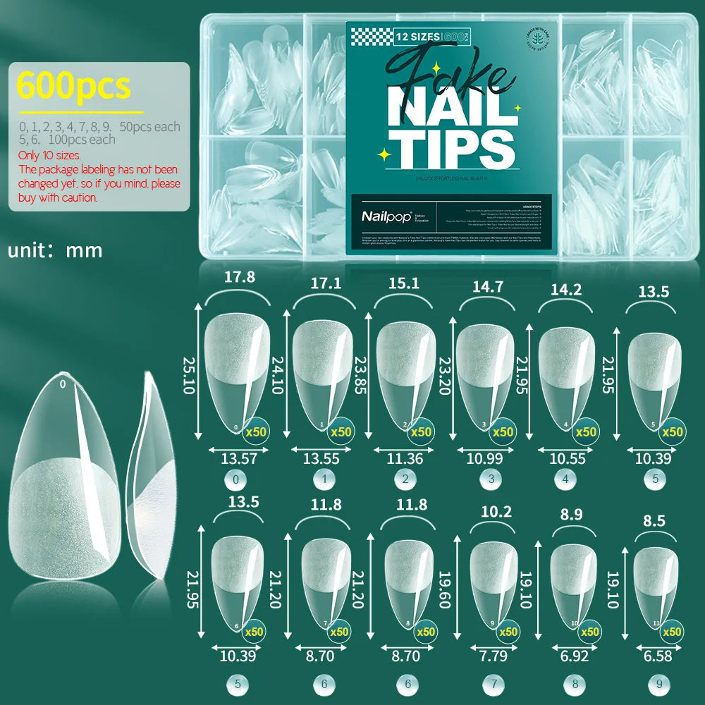 Faux Ongles Nailpop 600 pièces – Capsules Gel Souple Full Cover Multi-Formes