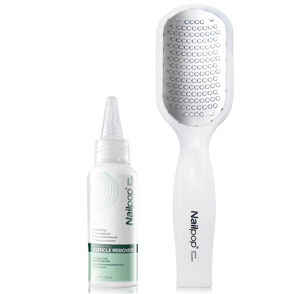 Kit dissolvant de callosités professionnel pour pieds, gel extra résistant, lime et accessoires pour talons secs et peau morte