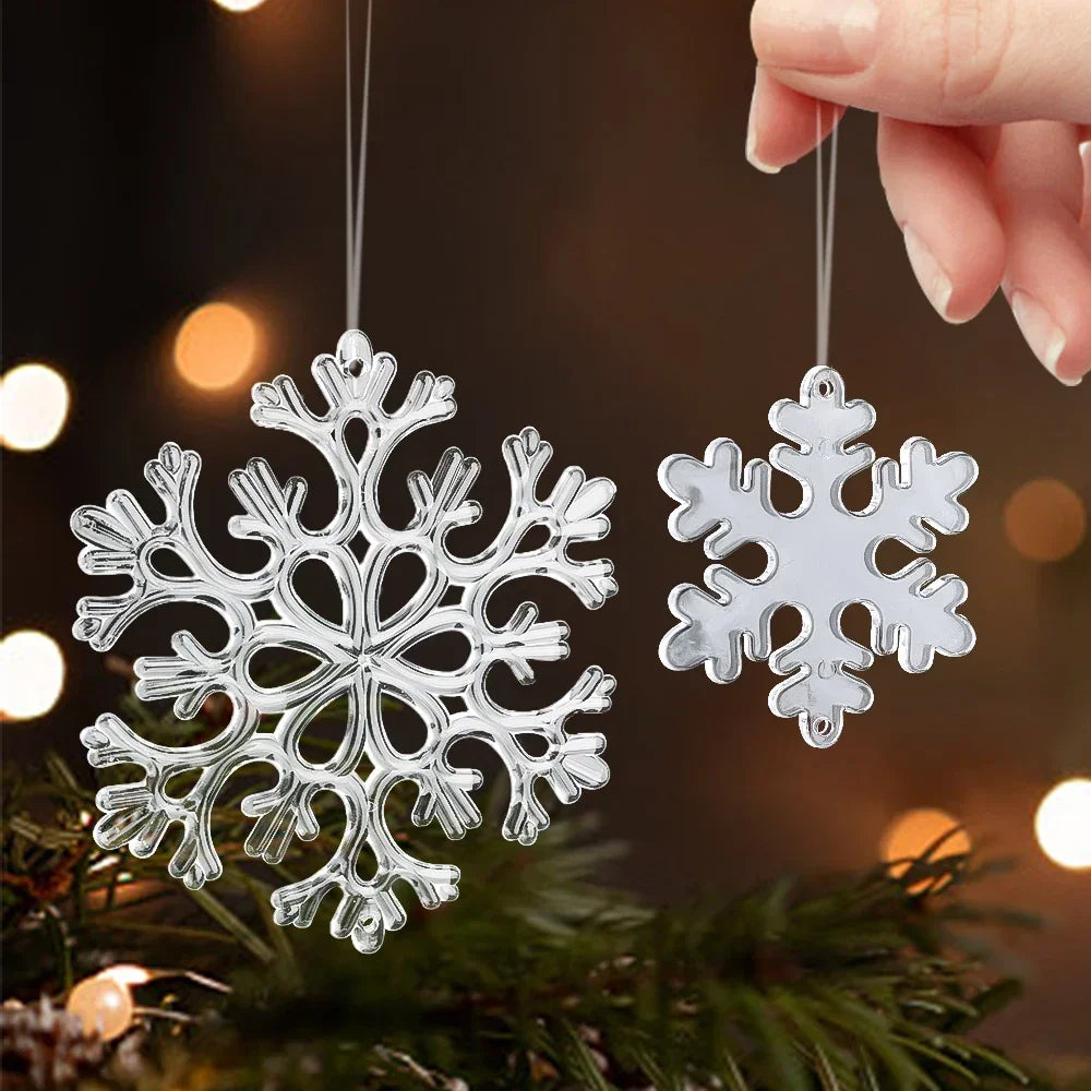 10pcs Acrylic Snowflake Christmas Decoration Transparent Crystal Snowflake Ornaments for Christmas Tree