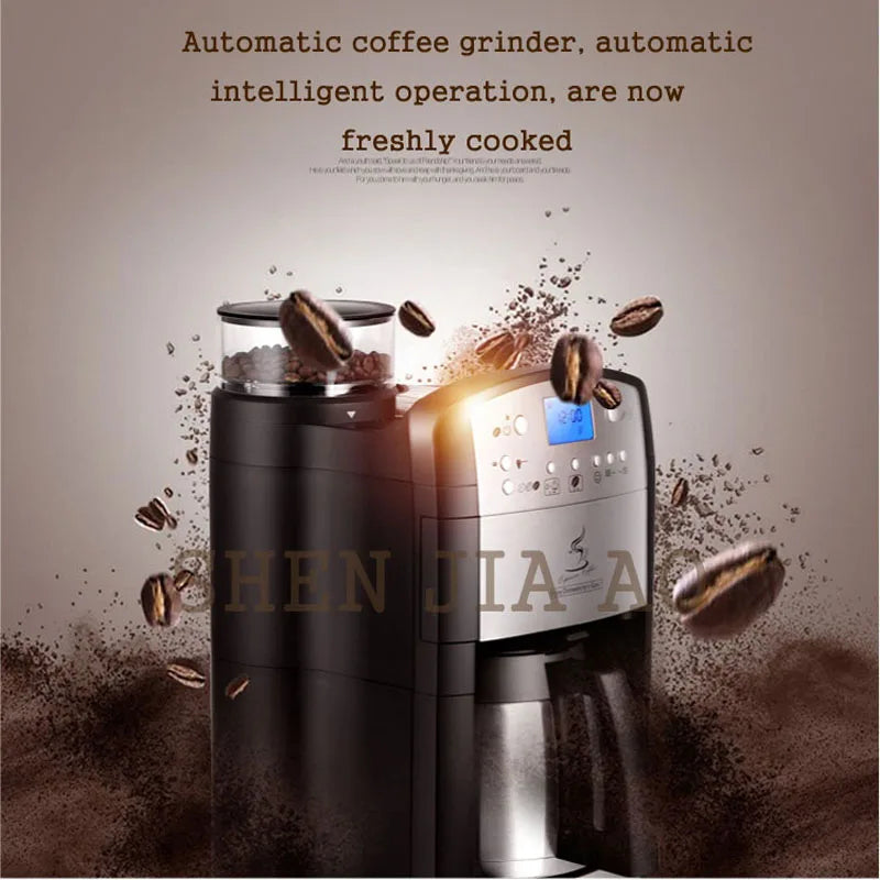 American coffee machine with integrated grinder for home and office, 1500 ml coffee machine 