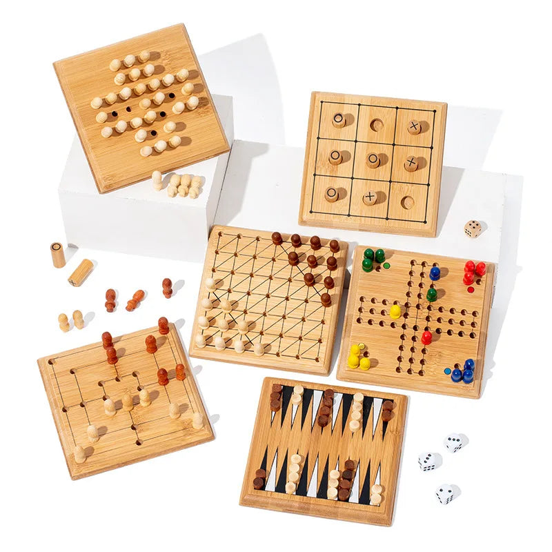 Jeu de société d'intelligence classique avec pièces de jeu en bois, jouets de dames de backgammon de voyage, cadeau idéal pour adultes et enfants