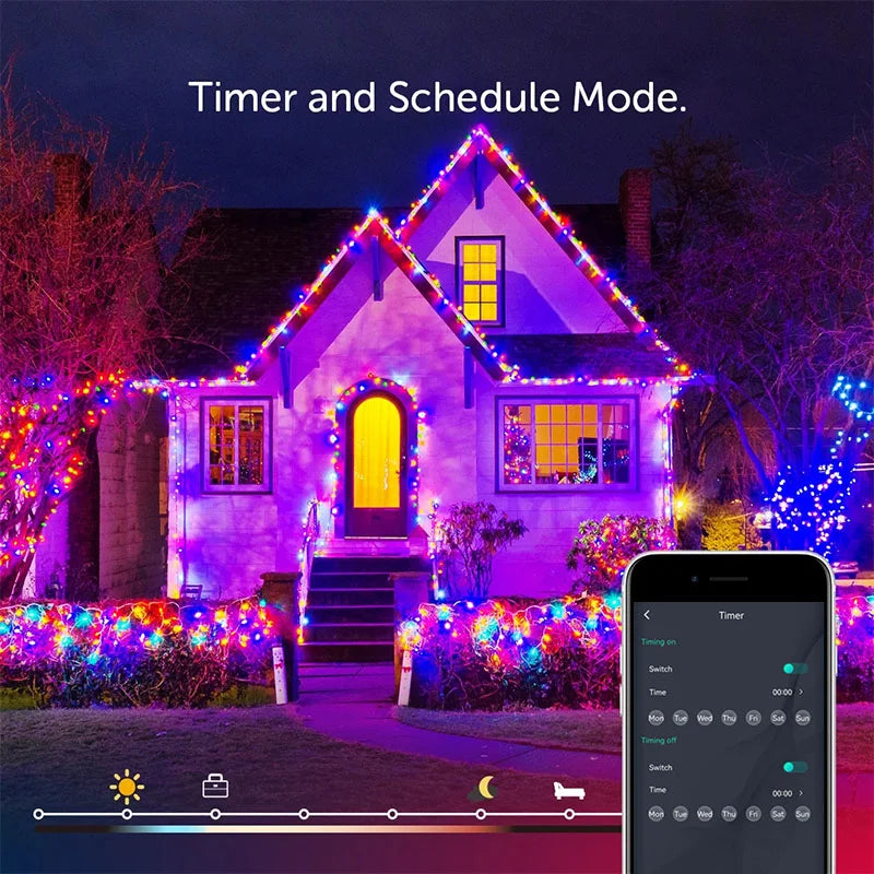 5/10/20m RGBIC LED String Lights with Remote Control, Color Sync with Music, Christmas Decoration, Bedroom and Garden, DC 5V 