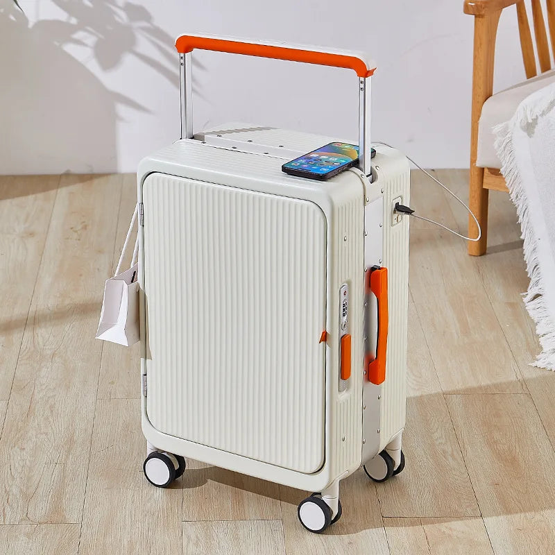 Grande valise rigide en PC + ABS avec cadre en aluminium SUSHIMU – bagage à roulettes à ouverture avant, 20 et 25 pouces