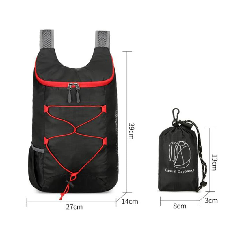 Multifunktionaler Outdoor-Klapprucksack, wasserdichte Sporttasche aus Nylongewebe, hohe Dichte, leicht, Camping, Wandern, Reisen