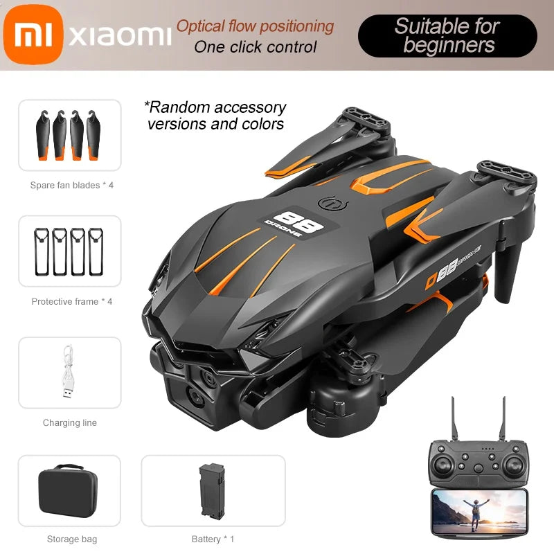 Drone D88 Xiaomi – HD 4K/8K, double caméra, flux optique, vol stationnaire, geste tir, quadricoptère pliable pour photographie aérienne professionnelle