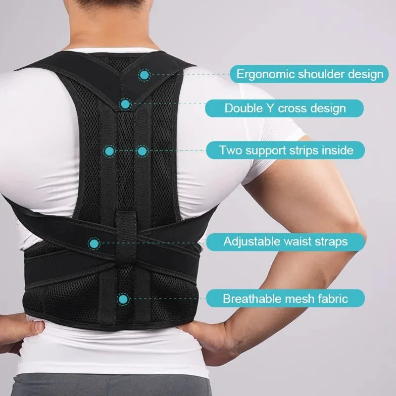 Posture Back Brace for Improved Spine, Launched Support, Belt, Upper and Lower Back 