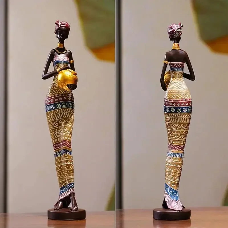 African Art Statuette for Home Decoration, Classic Style, Figurine for Living Room Interior 