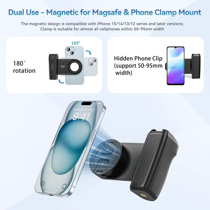 Ulanzi MA35 Cell Phone Grip, Bluetooth Photo Stabilizer Holder, Magsafe Handle, Mobile Holder for iPhone 