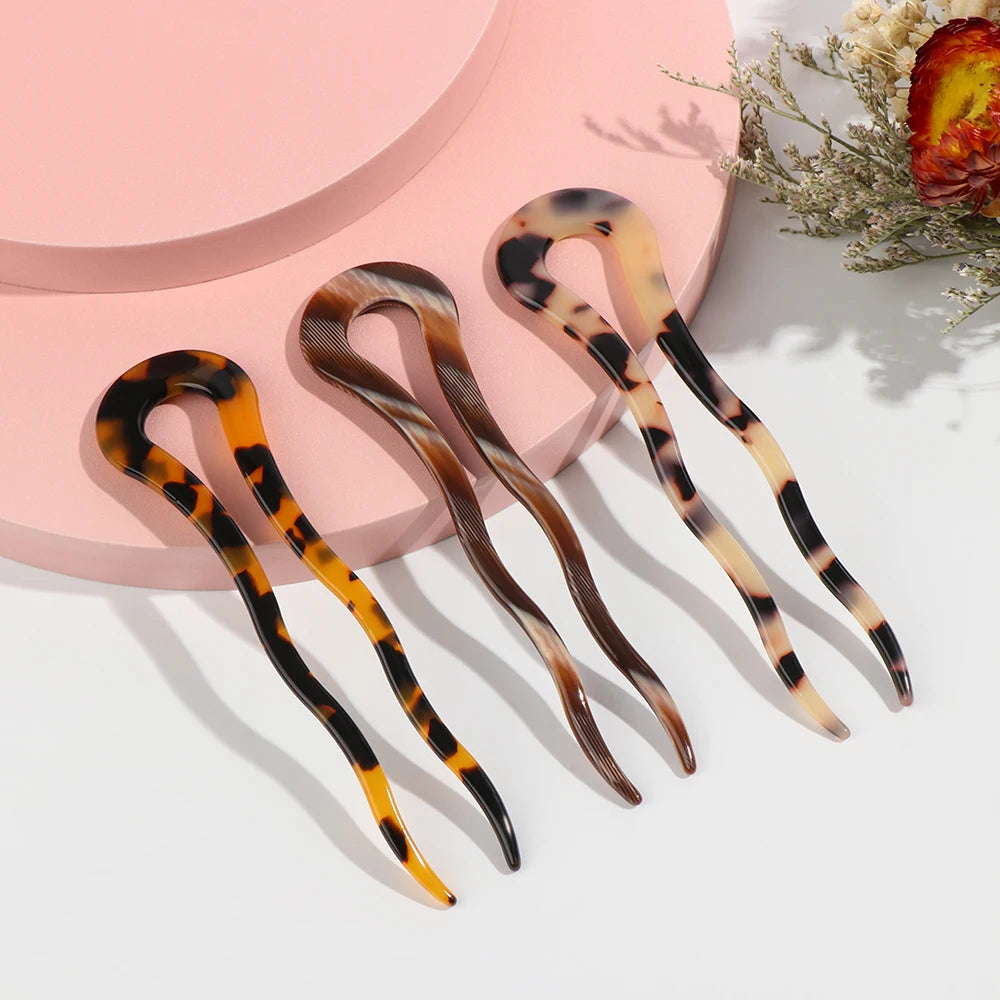 Elegant Leopard Retro Hairpin for Women Acetate Hair Sticks Hairpins Hair Clips Hair Accessories