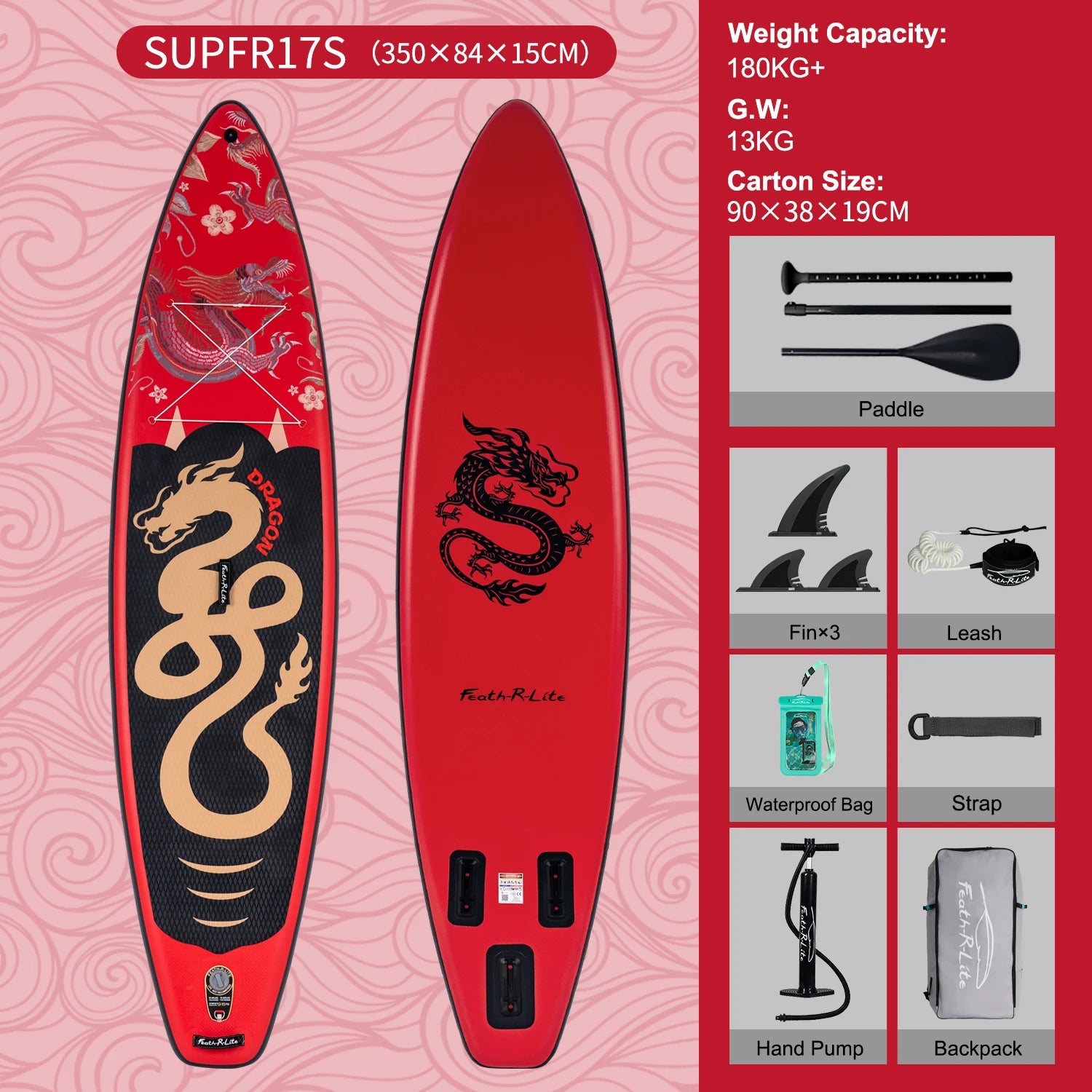 Planche de Paddle Gonflable avec Accessoires (335 / 350 / 385 cm) - Feath-R-Lite Koi Sup