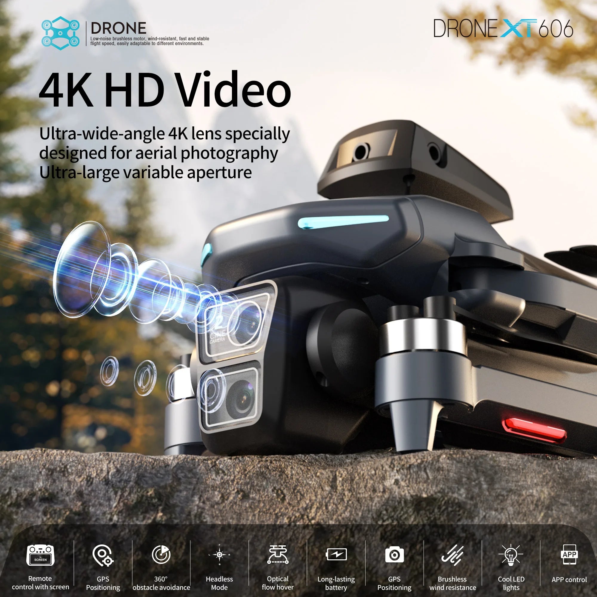 Drone GPS 4K Xiaomi Mijia XT606, Double Caméra HD, Cardan 360°, Évitement d’Obstacles, Moteur Brushless