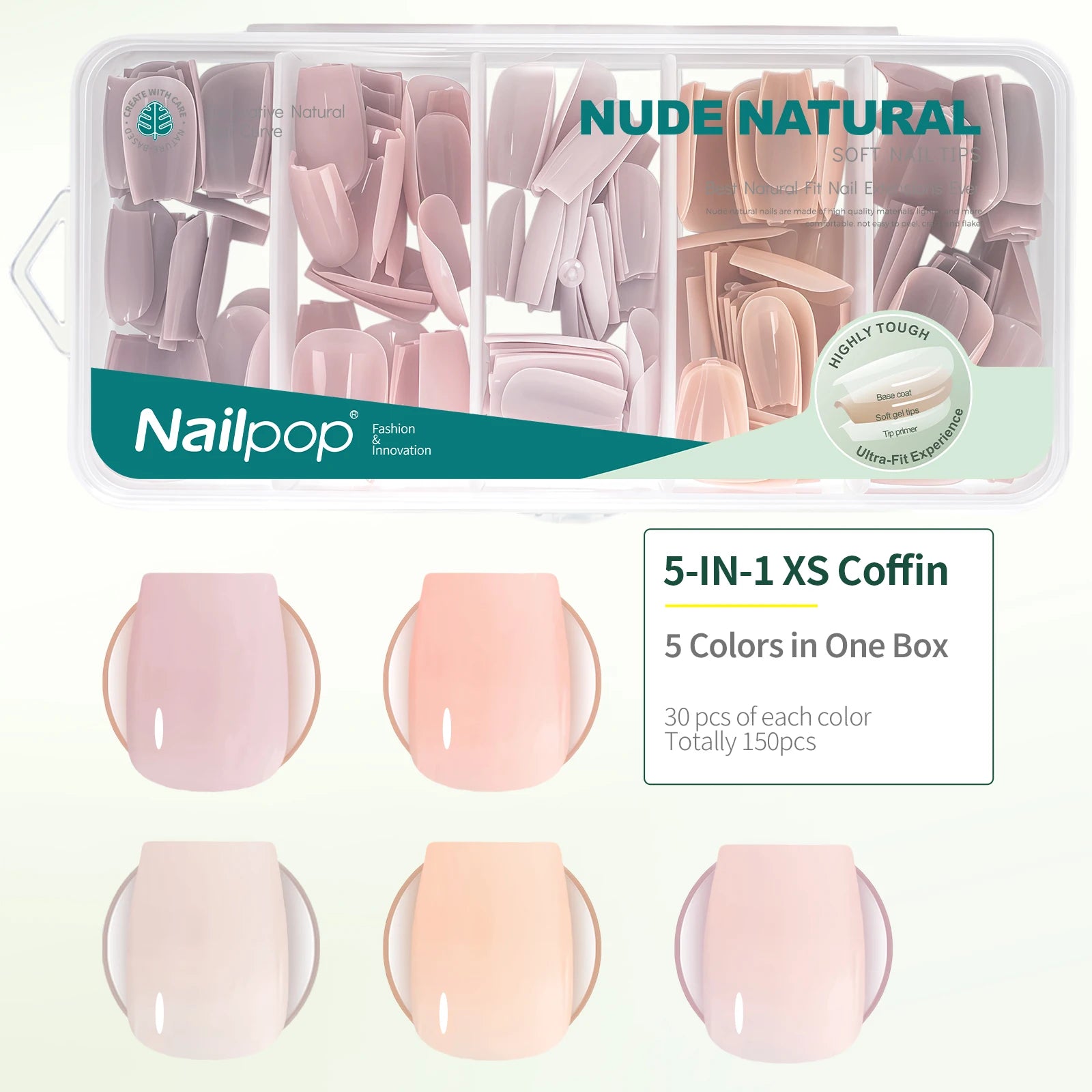 Faux ongles press-on Ultra Fit – préformés, 5 couleurs, extra court/moyen, gel doux, forte adhérence