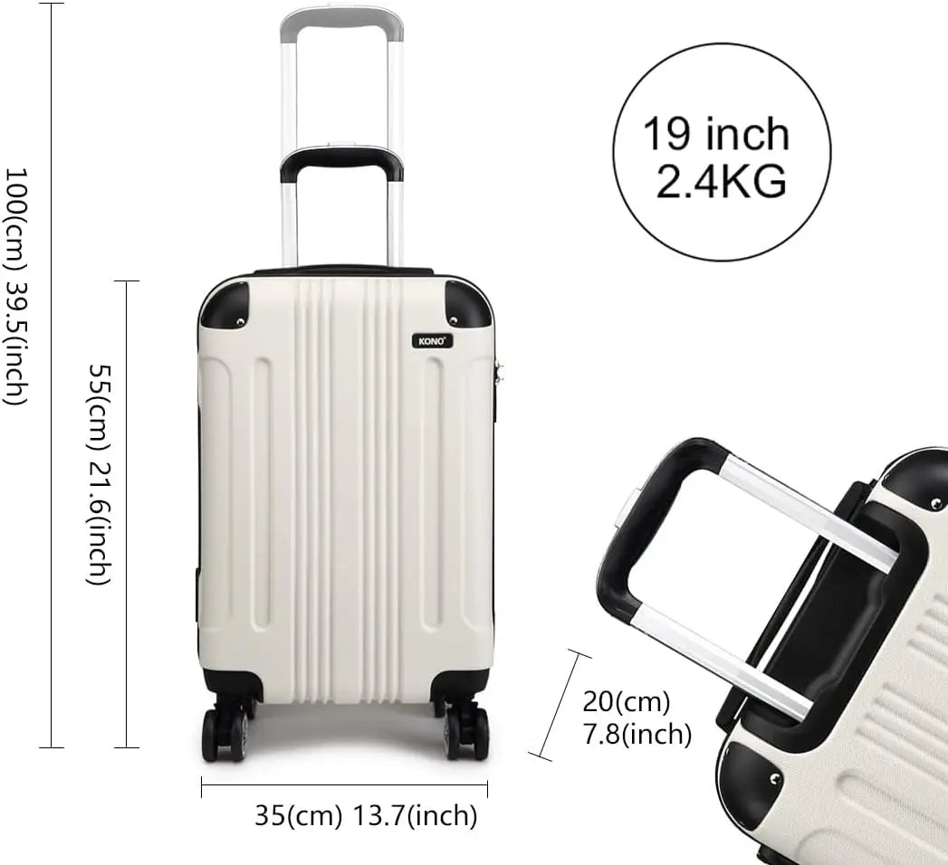 Valise trolley légère et rigide avec 4 roues jumelles KONO – Matériau ABS