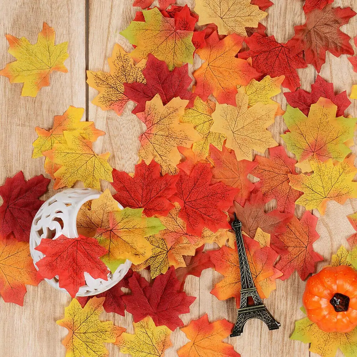 Artificial Maple Leaves, Decoration, Thanksgiving, Halloween, Fall, 100 or 200 Pieces 