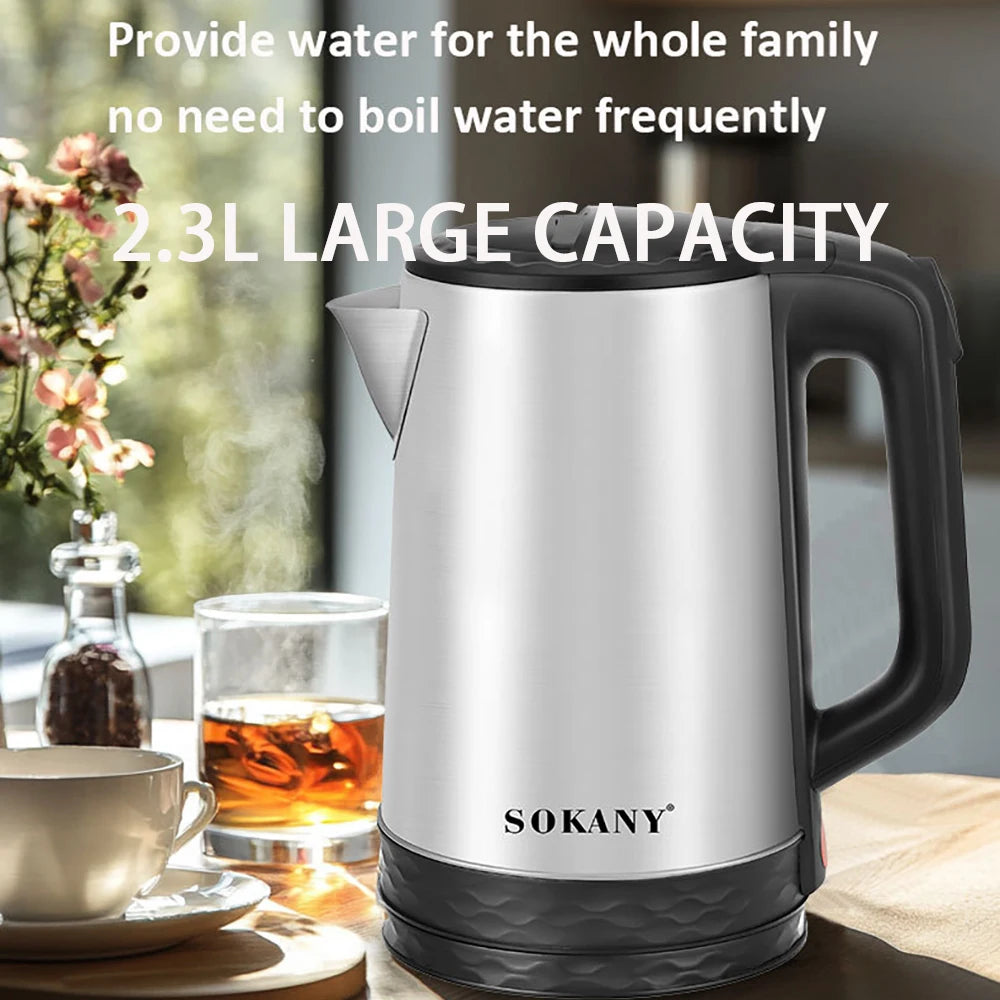 Bouilloire à Thé Électrique en Acier Inoxydable Sokany, Sans Bpa, 1500W, 2,3 L