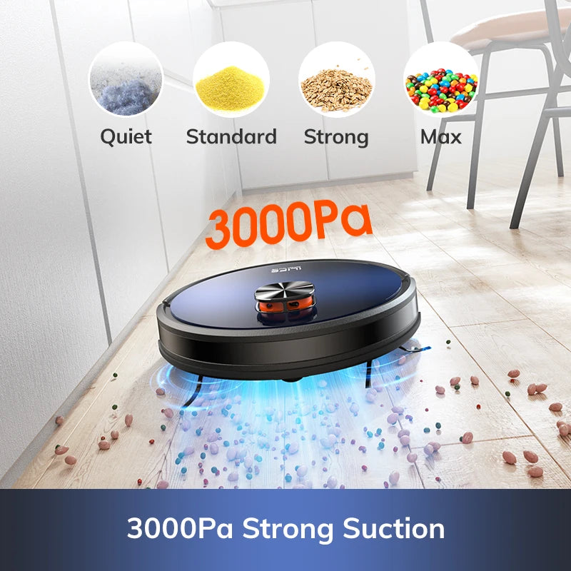 T10s Robot Vacuum Cleaner, LDS Navigation, 3000Pa Suction, Smart Home Backing Dry