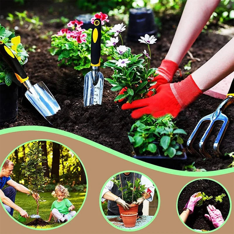 Cast Aluminum Hand Garden Tools, Outdoor Gardening Work, Hand Tools, Planting Flowers and Shoveling Soil, Including Trowel, Rake, Fork