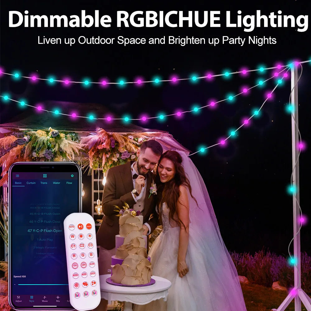 Guirlande LED intelligente Tuya WiFi & Bluetooth – 5M à 20M, boules lumineuses RGB, IP67, contrôle APP pour intérieur & extérieur