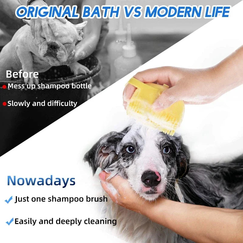 Soft Rubber Pet Shampoo Brush Cat Massage Comb Bath Grooming Scrubber 80ml 