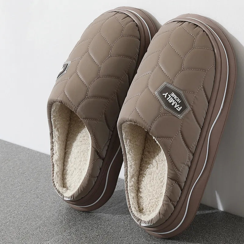 Pantoufles en fourrure imperméables pour hommes et femmes, Chaussons moelleux pour la maison, chaussures d'intérieur décontractées, chaussons chauds et doux pour la maison