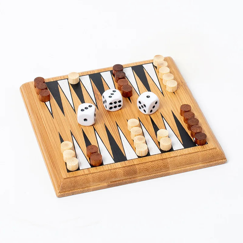 Jeu de société d'intelligence classique avec pièces de jeu en bois, jouets de dames de backgammon de voyage, cadeau idéal pour adultes et enfants