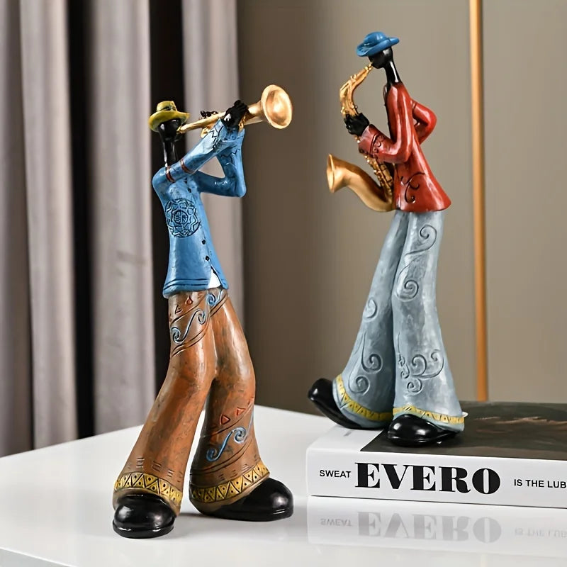 Jazz Musician Statuettes, Creative American Band Music Model, Art and Craft Sculpture, Living Room Decoration 