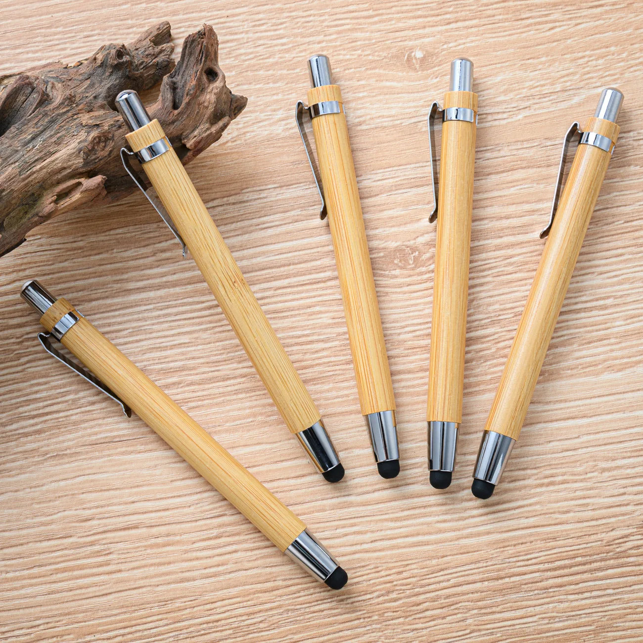 Multifunctional Bamboo Touch Pen, Personalized Ballpoint Pens, Office Supplies, Custom Logo, Business Baptist Gift, 10-100pcs 