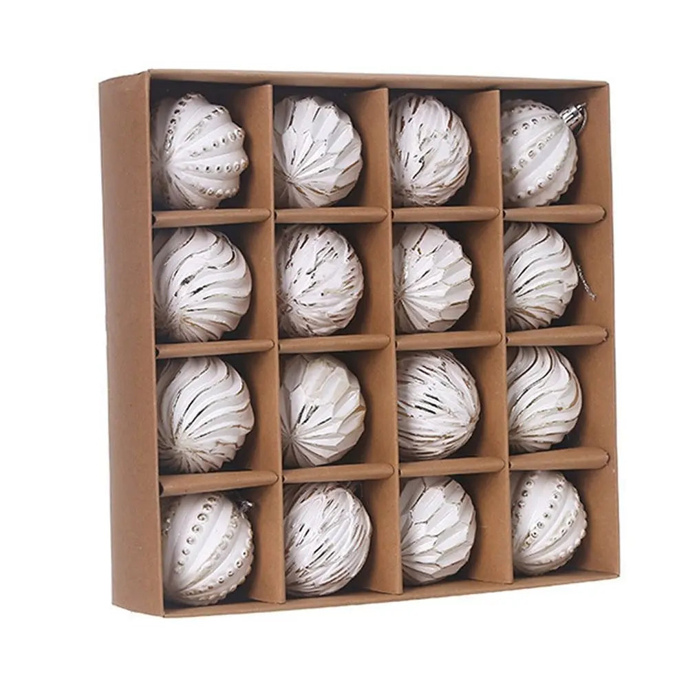 Galvanized Plastic Painted Christmas Balls Set, Christmas Tree Decor, 6cm, 16 Pieces