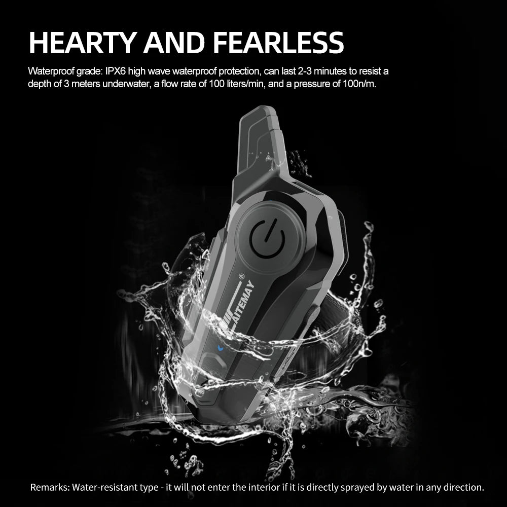 Motorcycle Bluetooth Intercom Headset for 2 People Intercom Motorcycle Wireless Interphone Noise Reduction 