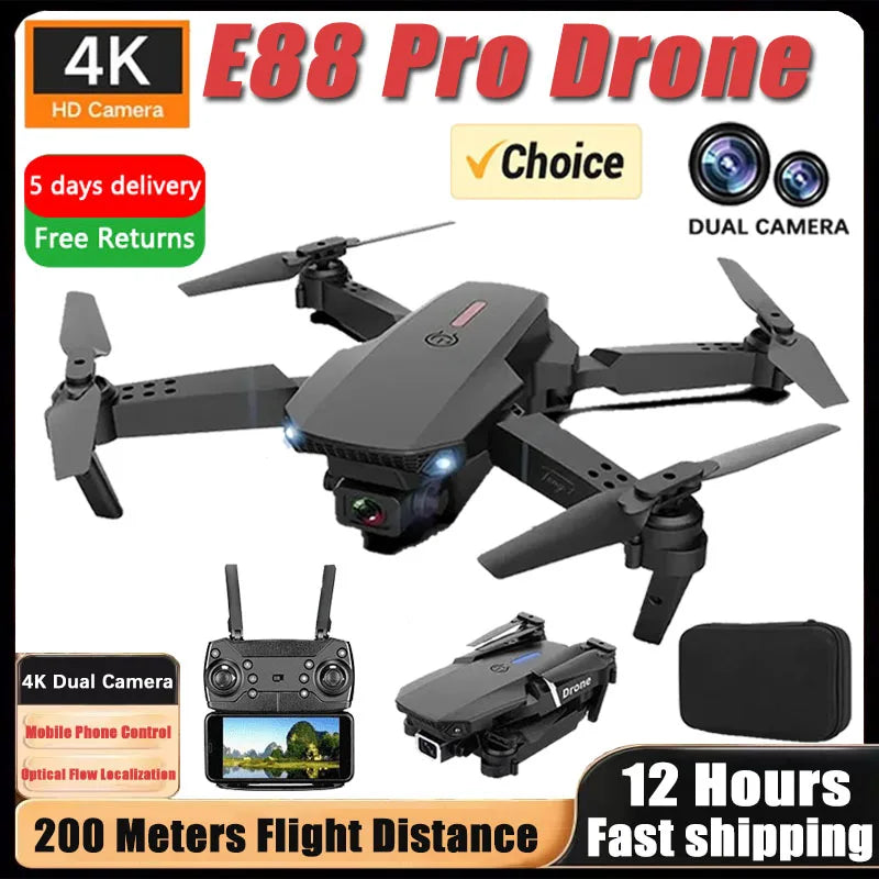 RCAC 4K E88Pro Drone with Wide Angle HD Camera, Foldable Drone, WIFI, FPV, 1080P 