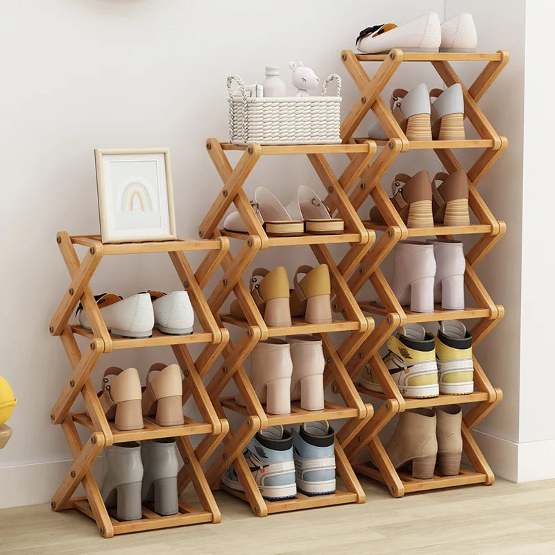 Bamboo Shoe Rack, Simple and Foldable, 2 to 6 Tiers