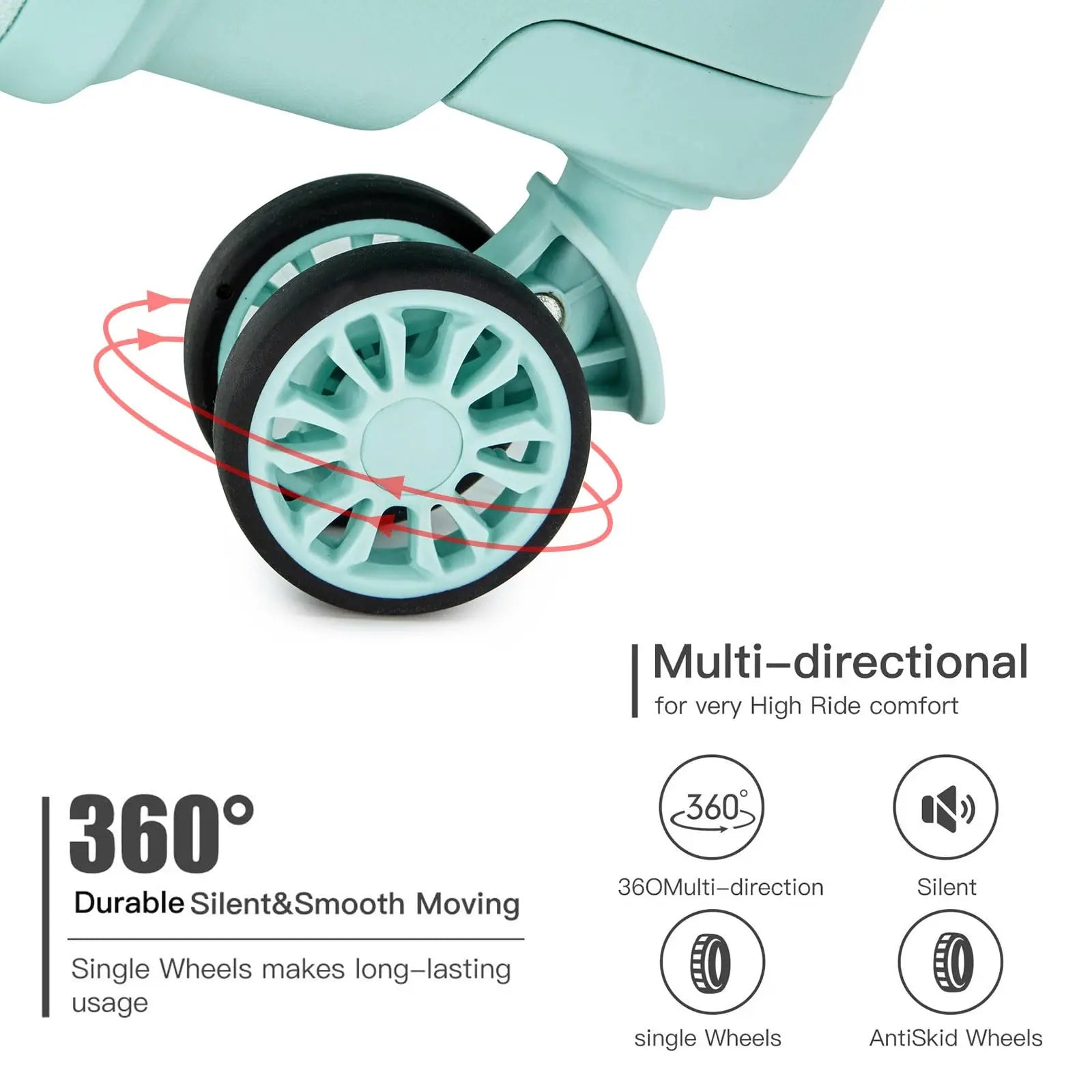 Coffret 3 pièces KONO  de valises rigides en polypropylène avec serrure TSA et 4 rouleaux S/M/L