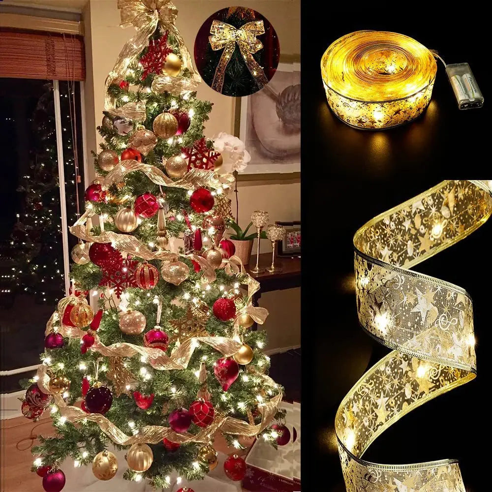 Ruban lumineux de Noël LED – 2m / 5m / 10m, Décoration de noël LED ruban fée lumières ornements d'arbre de noël