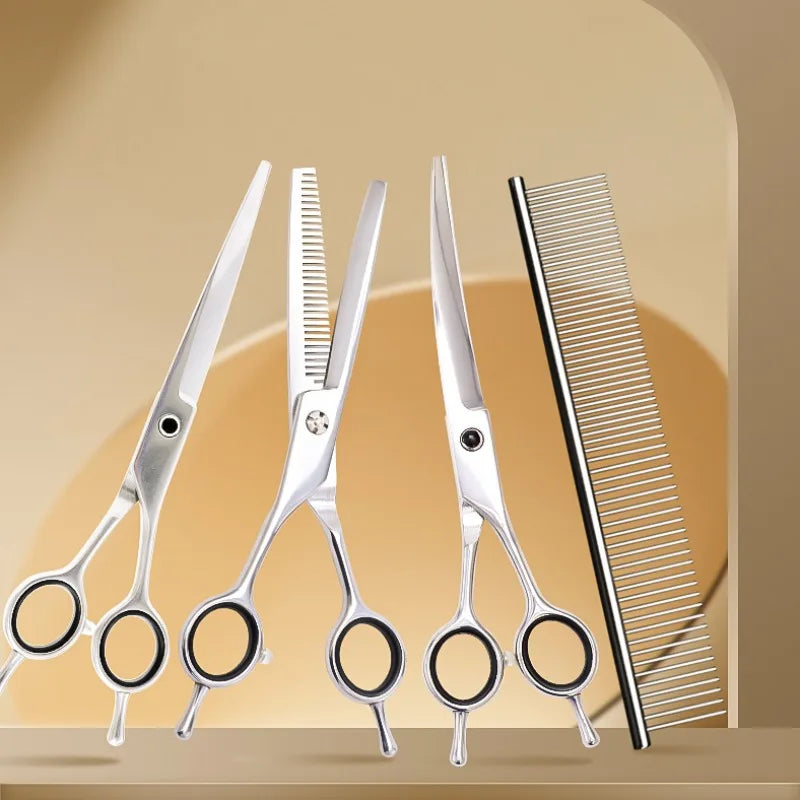 Pet Hair Cutting Scissors Set Curved Scissors for Cat and Dog Hair Cutting Tools Special Grooming