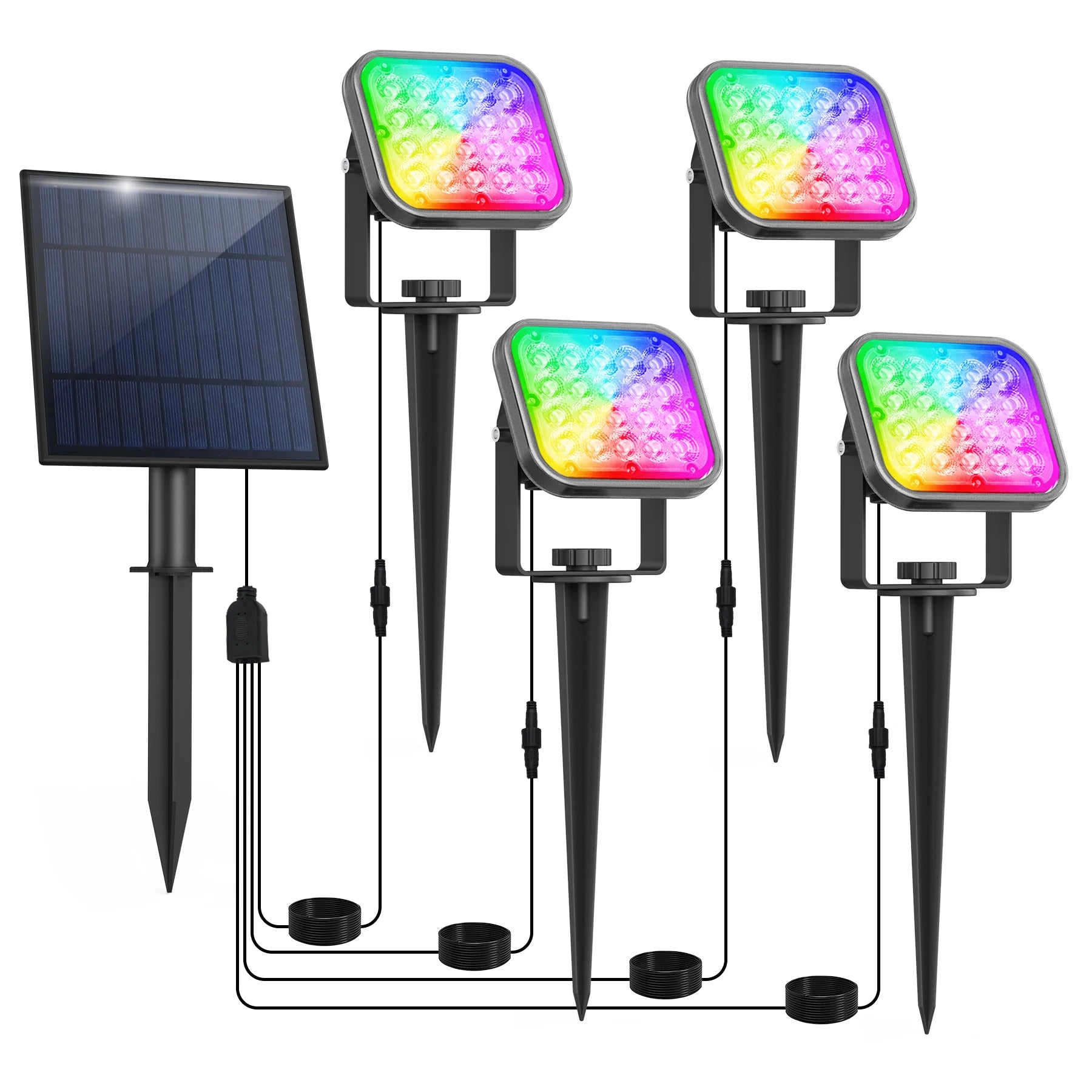 T-SUNRISE LED-Solarleuchte – IP65, 2-in-1 / 4-in-1 Außenbeleuchtung, 3000K/6000K/RGB, Garten- und Landschaftsleuchte