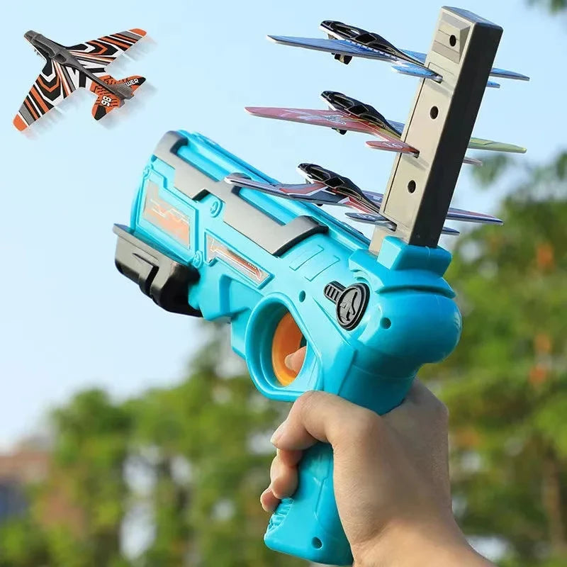 Ejection Airplane Toy for Boys Outdoor Shooting Game Parent-child Sports Toys Kids Airplane Set 3-5 Years Old 