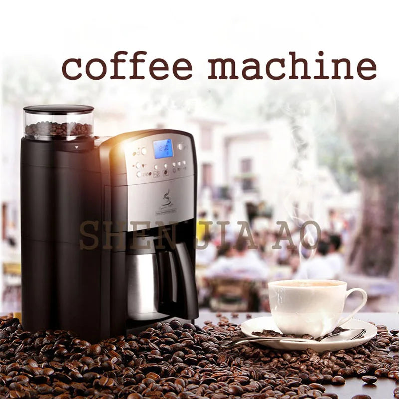 American coffee machine with integrated grinder for home and office, 1500 ml coffee machine 