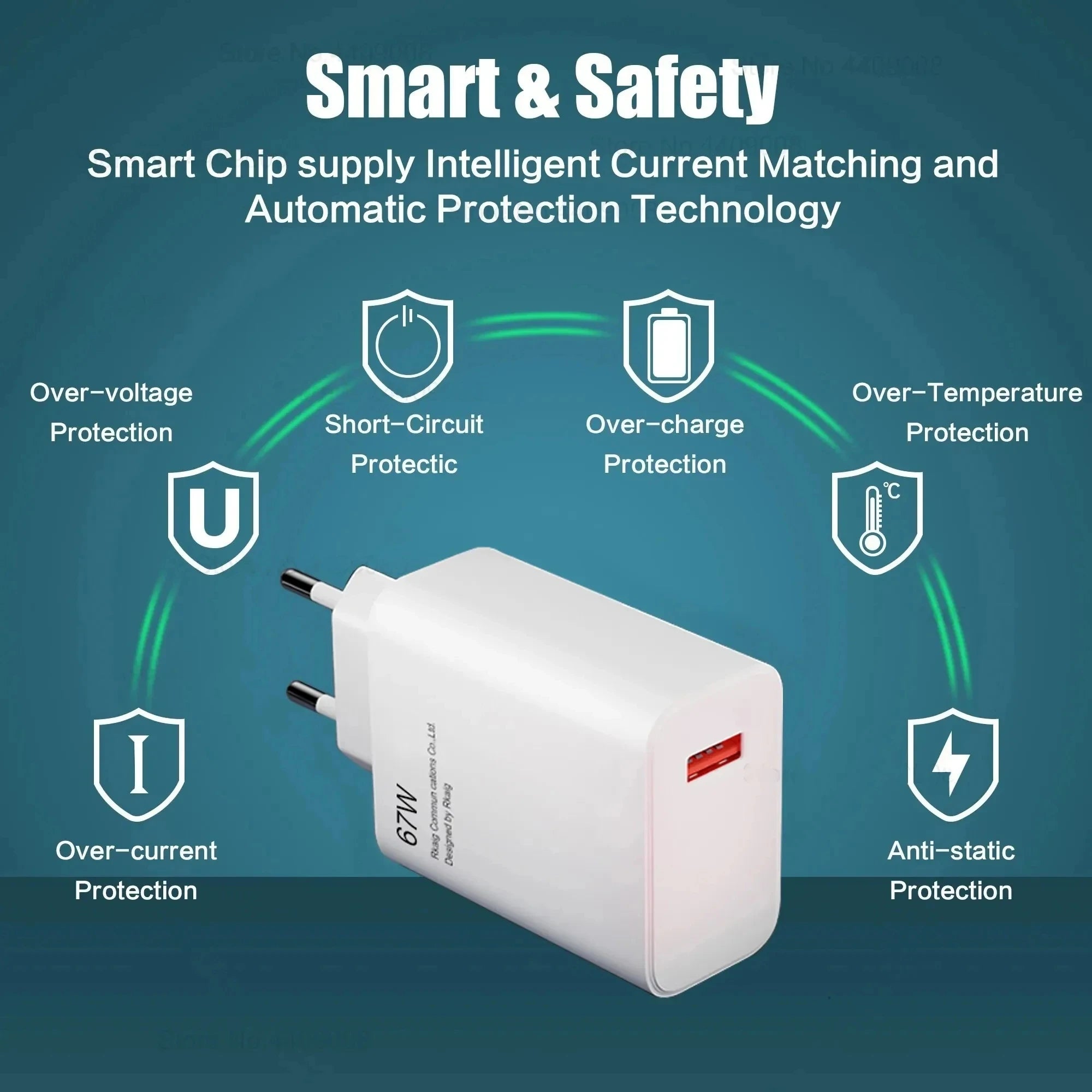 Chargeur USB rapide 67W pour Xiaomi 14 / 13 / 12 / 11 / 10 Ultra, Redmi Note 12T / 13 Pro / Turbo, avec câble USB Type-C