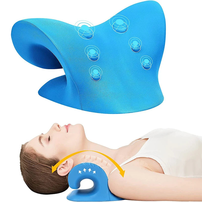 Chiropractic Traction Pillow, Neck Extenders, Neck and Shoulder Relaxation is used to relieve pain from TMJ and cervical diastolic devices