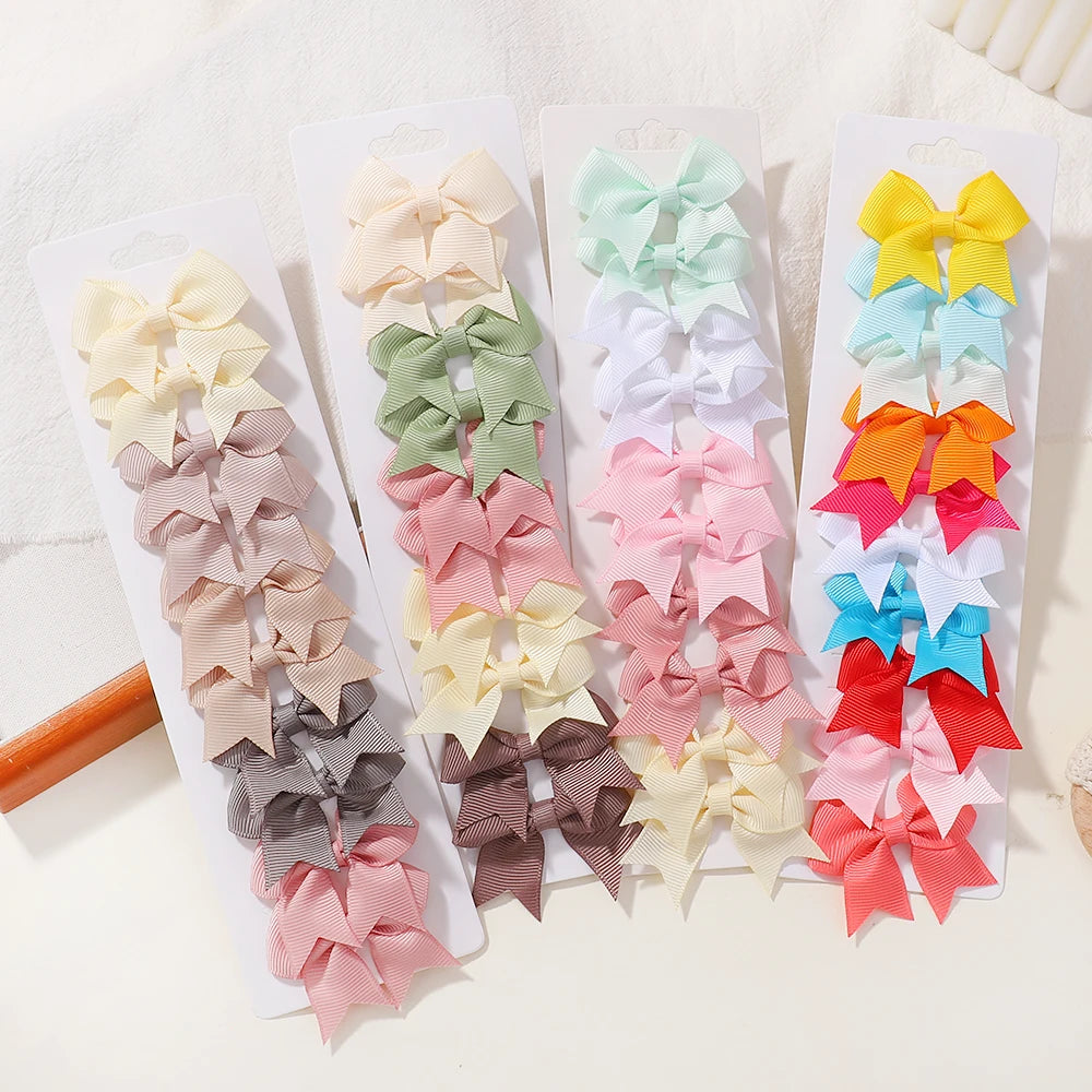 Pinces à cheveux nœud papillon ruban solide pour bébés filles, nœuds faits à la main, épingle à cheveux, barrettes mignonnes, accessoires pour cheveux pour enfants, ensemble de 10 pièces