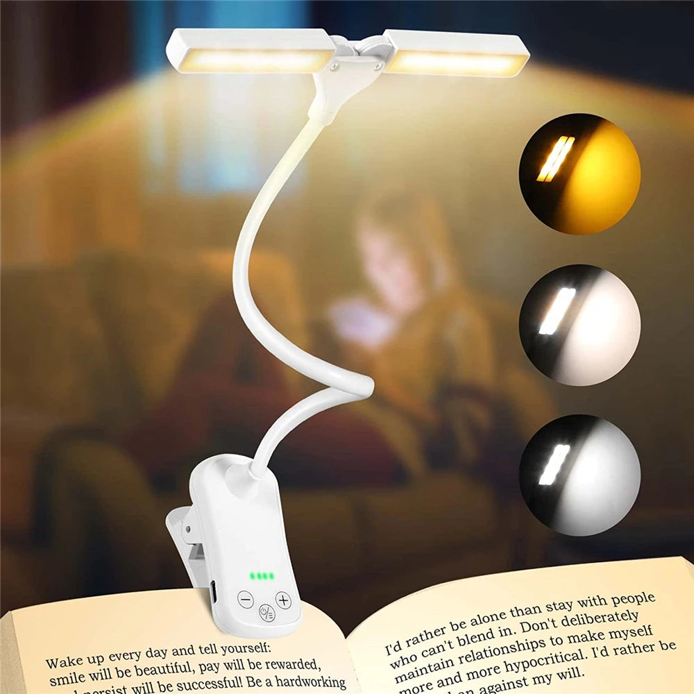 Lampe de lecture aste au lit, 2 LED réglables, lampe de lecture portable à clipser, mini veilleuse