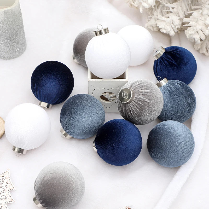 Christmas Balls, Blue Christmas Velvet Ball Ornaments, Christmas Tree Ball