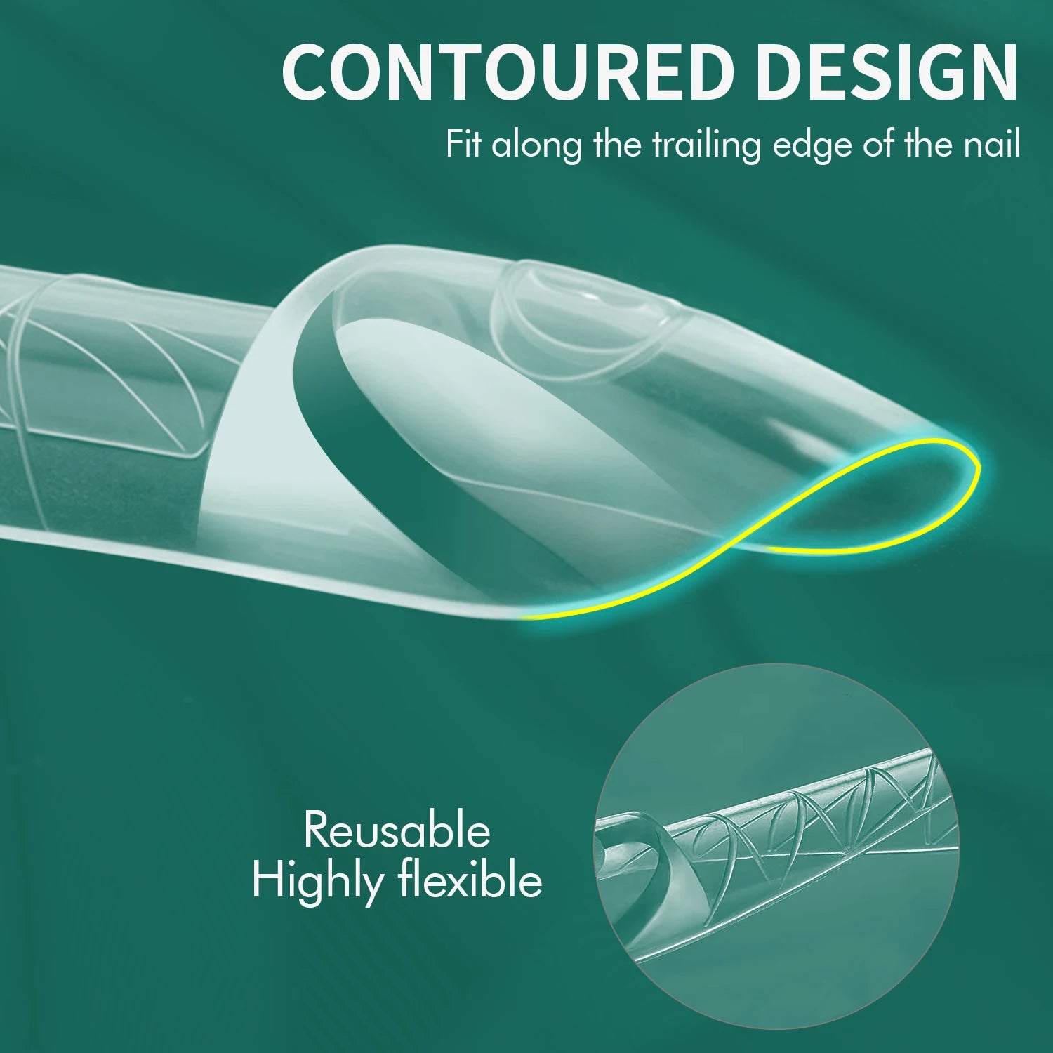 Formes d’ongles réutilisables - Space French Dual Forms – 60/75/150 pièces, Transparent, Réutilisable