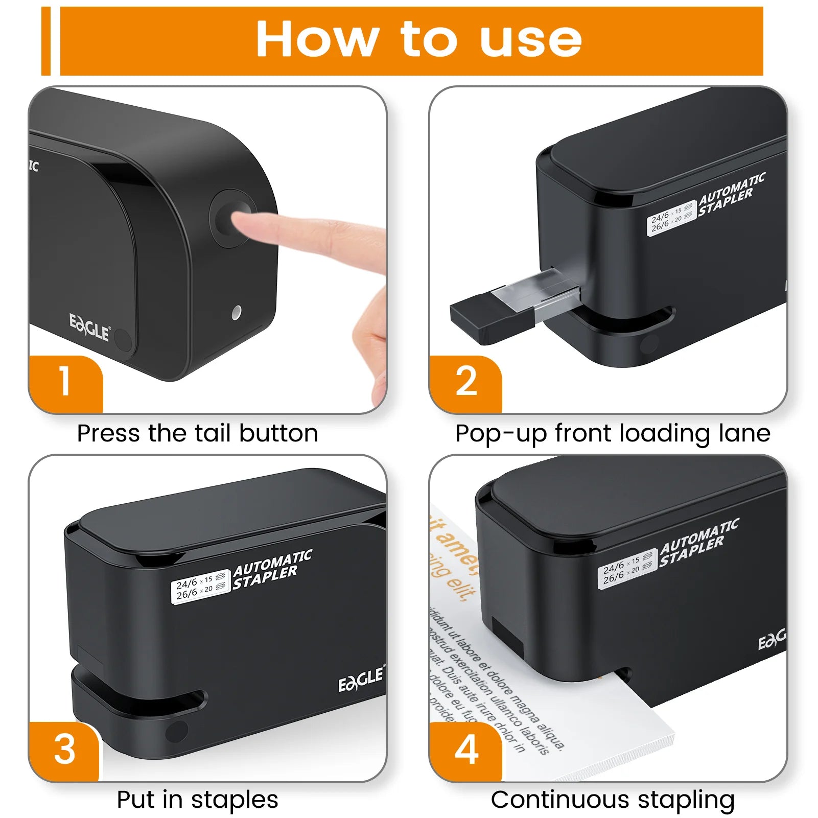 Electric Stapler, Automatic Electronic Stapler, with Free 2000 Staples, 20 Sheet Capacity, School and Office Supplies 